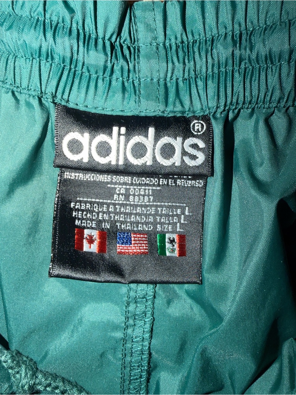 Vintage 90s Adidas Trefoil Nylon Track Pants Forest Green L
